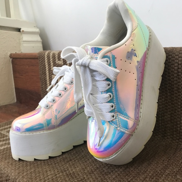 Dolls Kill LALA Hologram Platform Sneaker 5 - Picture 2 of 11